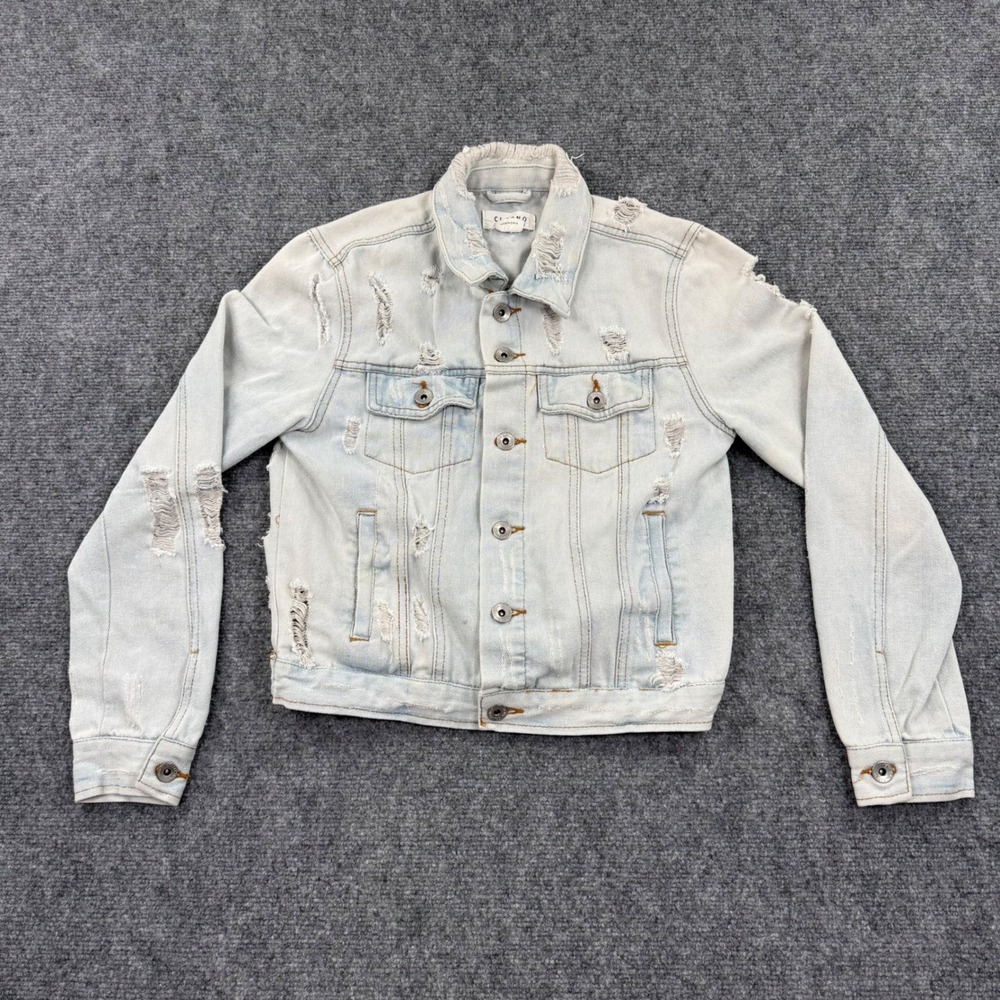 CI SONO‎ Womens Denim Jacket Distressed Light Wash Small